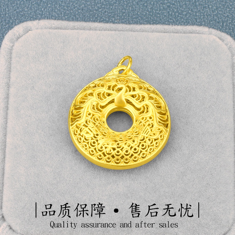 Kalung Emas Asli Kadar 375 Dengan Liontin Bentuk Piringan Perdamaian Untuk Pria Dan Wanita