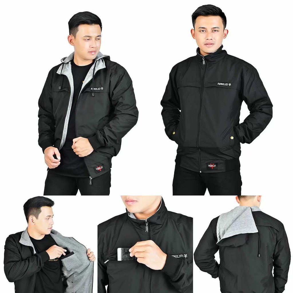 Jaket parasut pria taslan waterproof premium