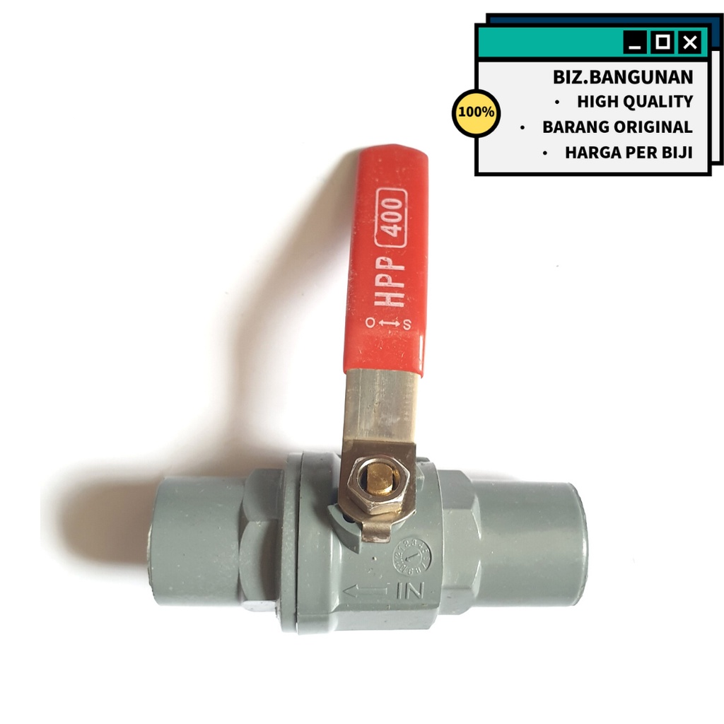 BALL VALVE PVC HPP 1/2&quot; INCH GAGANG STAINLESS - BALLVALVE STOP KRAN