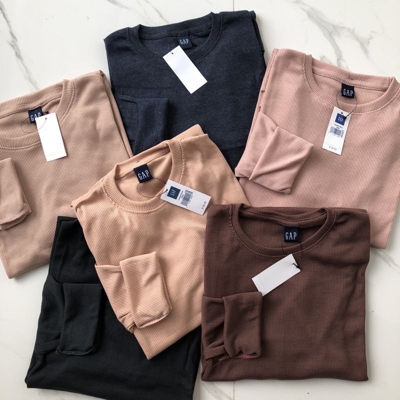 KAOS RIB KNIT TEBAL UNISEX POLOS LENGAN PANJANG PREMIUM / T SHIRT BASIC UNISEX PRIA WANITA