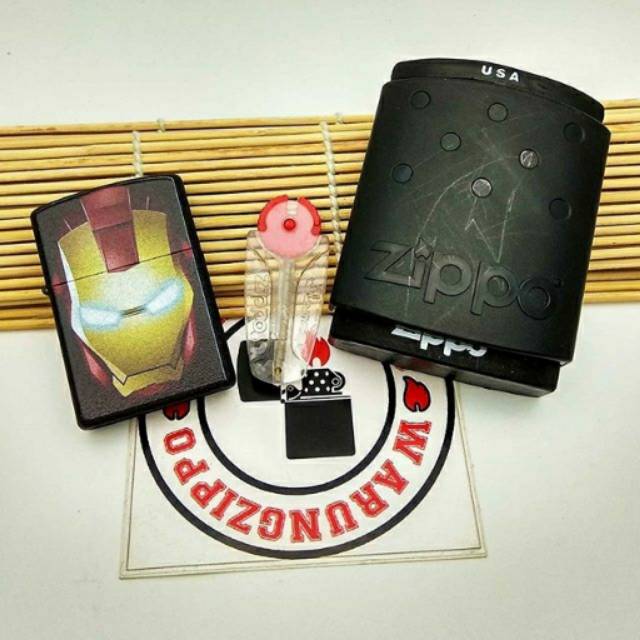 korek murah model zippo keren hemat custom logo iron man avenger