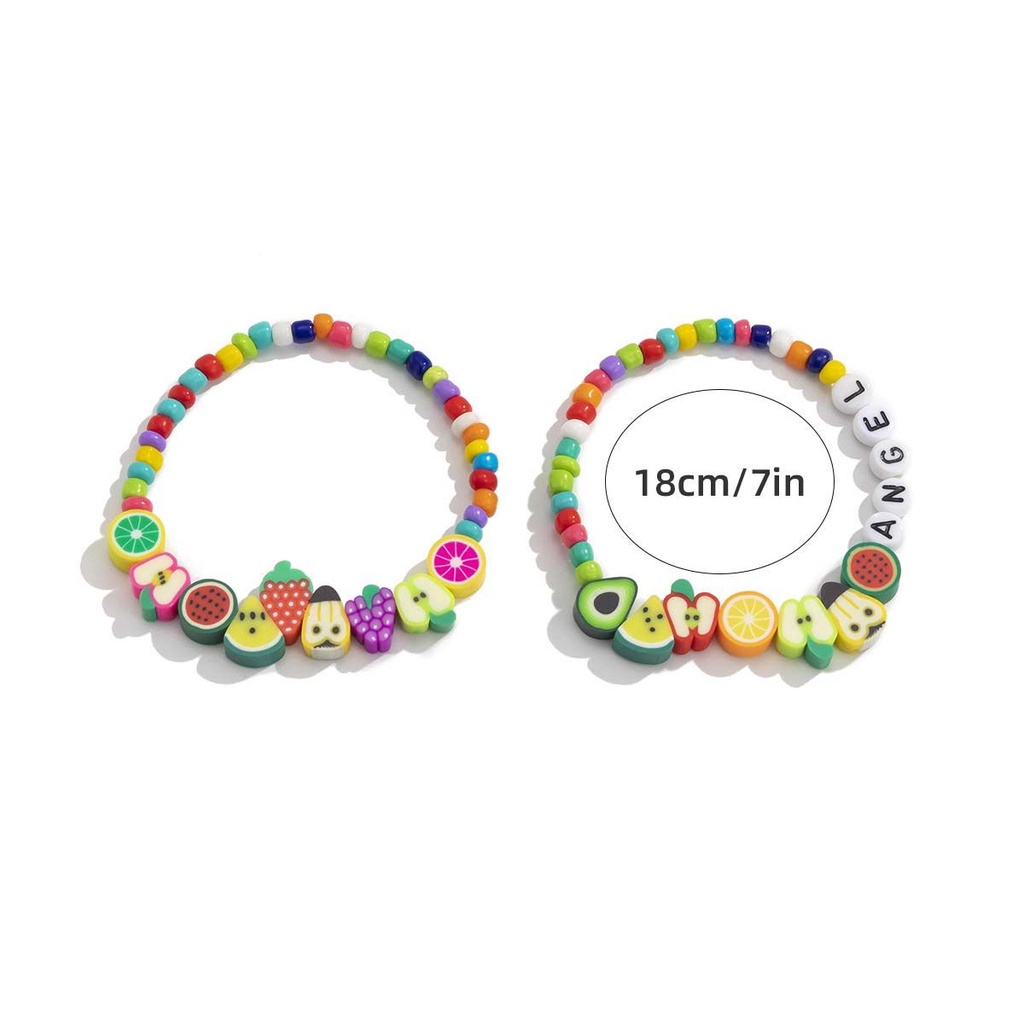 Needway  5 PCS/2 PCS Soft Pottery Bracelets Retro Fashion Jewelry Bracelet Set Women Pearl Colorful Letters Clay Beads Temperament Resin