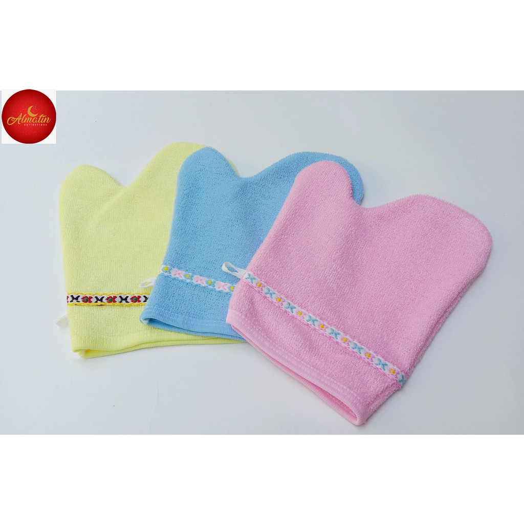 3 Pcs Waslap Mandi Bayi Jari / Washlap Handuk Tangan Bayi Dapat 3 Pcs