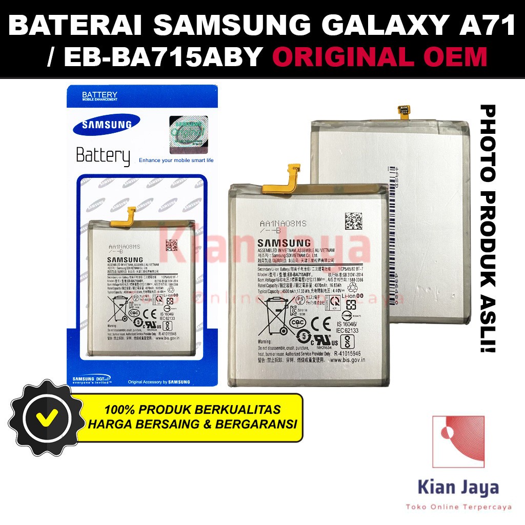 Baterai Samsung Galaxy A71 A715F Original OEMM Batre Batrai Battery Hp EB-BA715ABY Ori