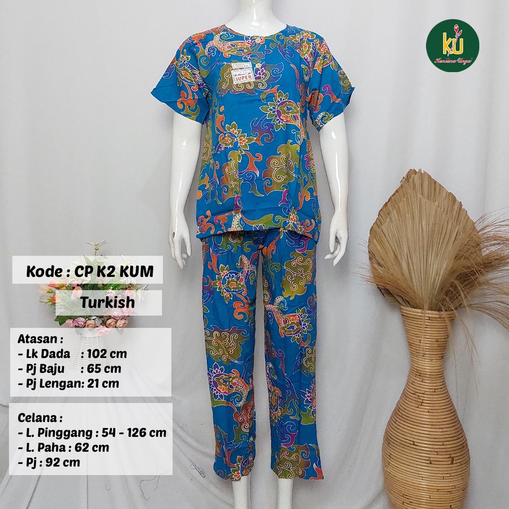 COD SETELAN BATIK KENCANA UNGU ASLI | Baju Santai Tidur Wanita Setelan Celana Panjang Piyama Motif-Turkish A