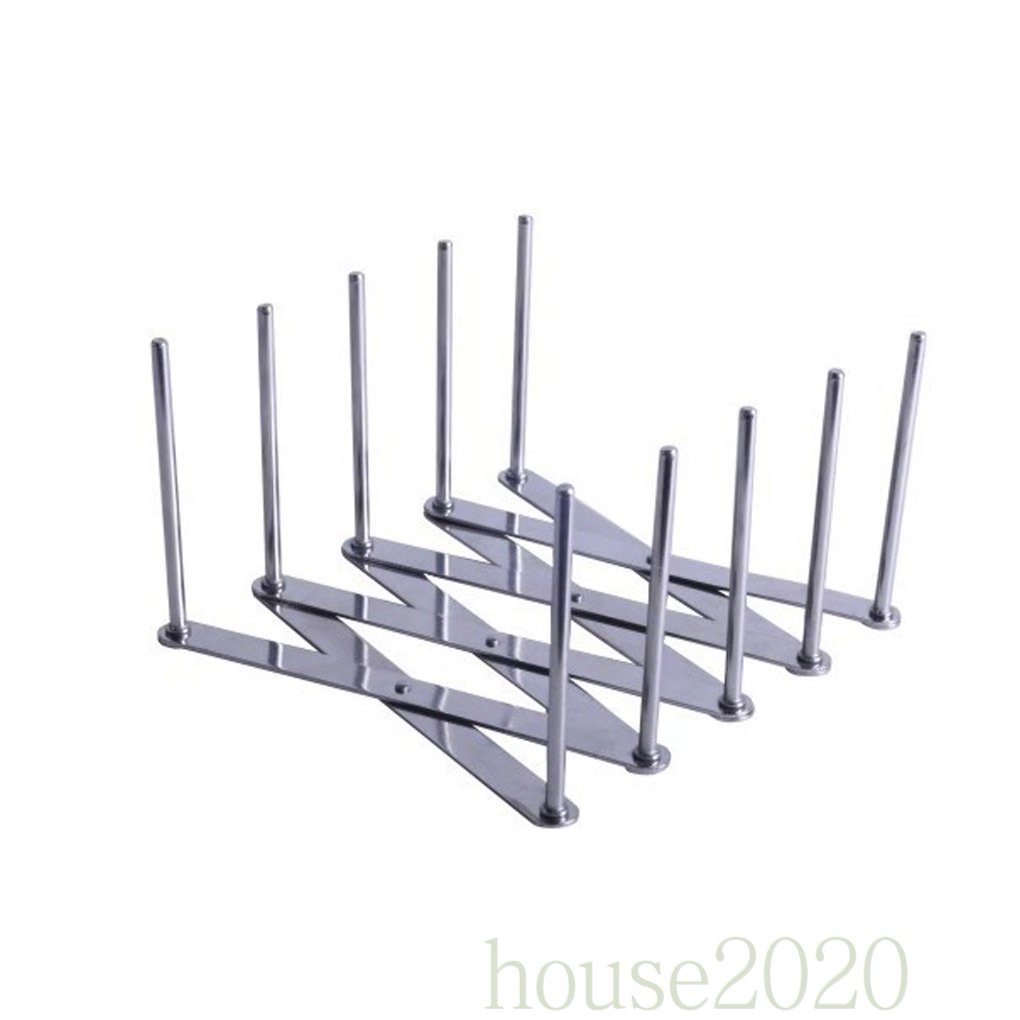 [house2020]Extendable Pot Lid Holders Multipurpose Steamer Rack Flexible Plate Organizer Stainless Steel Adjustable Tray Holder