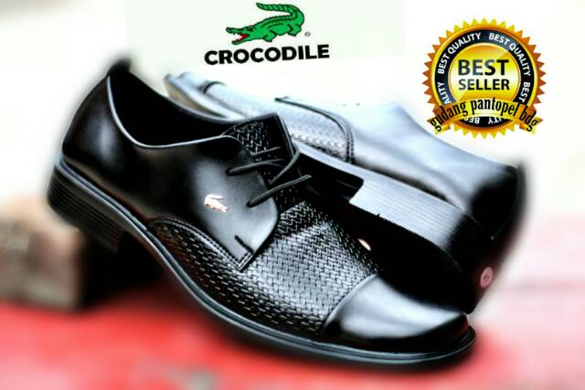 CROCODILE HITAM | SEPATU PRIA | Sepatu Pantofel Santai Casual Kerja Kuliah Pria/Cowok/Men- Laces -D