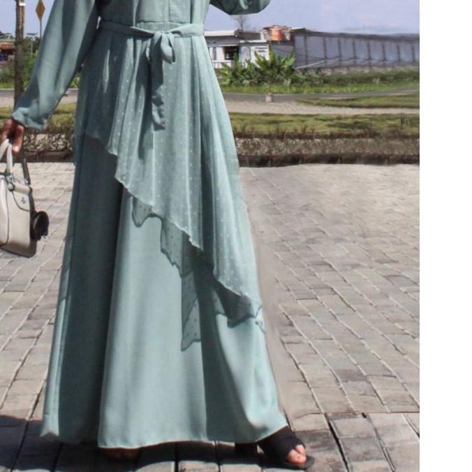 ♔ Dress Outer tile pisah / Gamis Kekinian Rompi Pisah set Gamis Lebaran / Kondangan Multifungsi Mode