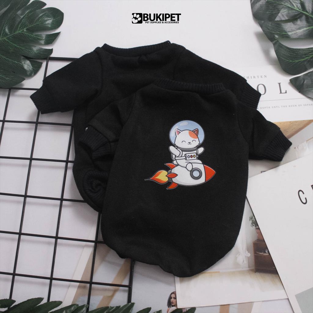 baju kucing anjing kelinci monyet lucu murah aksesoris hewan kecil - DAILY BASIC CREWNECK CATSTRONAUT