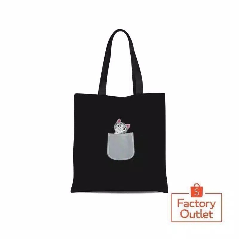 ( READY ) TAS - TOTEBAG WANITA KUCING