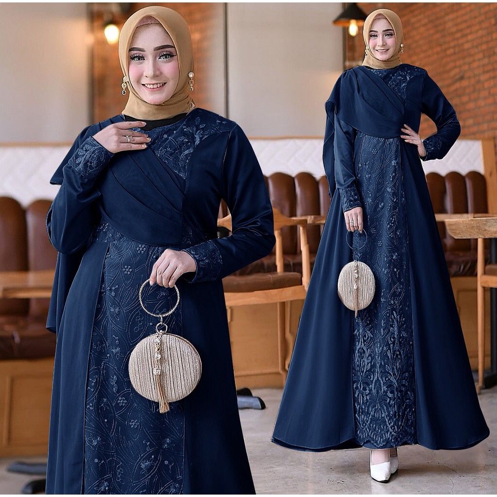 Saffira Gamis Terbaru Pesta Brukat Tile Maxi Dress Pesta Seragam Kondangan Muslim Wanita Jumbo Remaja Dewasa Premium