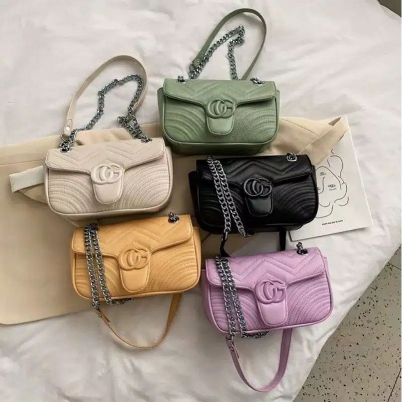 BJ7654 - BEIGE/BLACK/GREEN/PURPLE/YELLOW - TAS SLEMPANG JINJING TOTEBAG HANDBAG PESTA TAS WANITA TALI RANTAI FASHION IMPORT MODIS ELEGAN TERMURAH TERLARIS TERBARU BAGSTORE JAKARTA TAS BATAM JTF6045 CR7472 ELJ5144 LT1244 JT12541 BQ3290