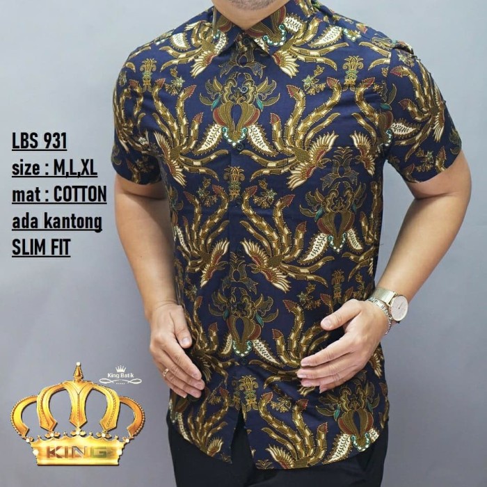 BAJU BATIK PRIA BAJU BATIK PRIA SLIM FIT LENGAN PENDEK LBS 931 HEM TREN TERJAMIN NYAMAN DIPAKAI MODE