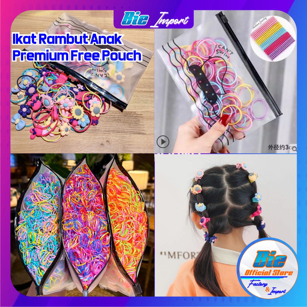 isi 2000 Ikat Rambut Anak Korea Impor Free Pouch