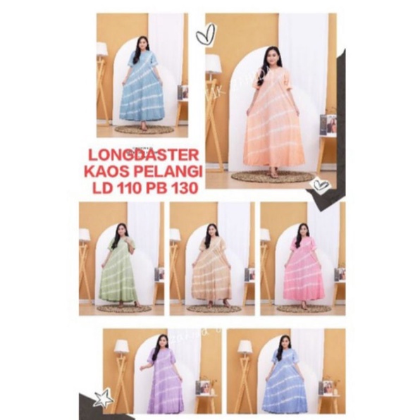 Longdaster kaos pelangi resleting depan