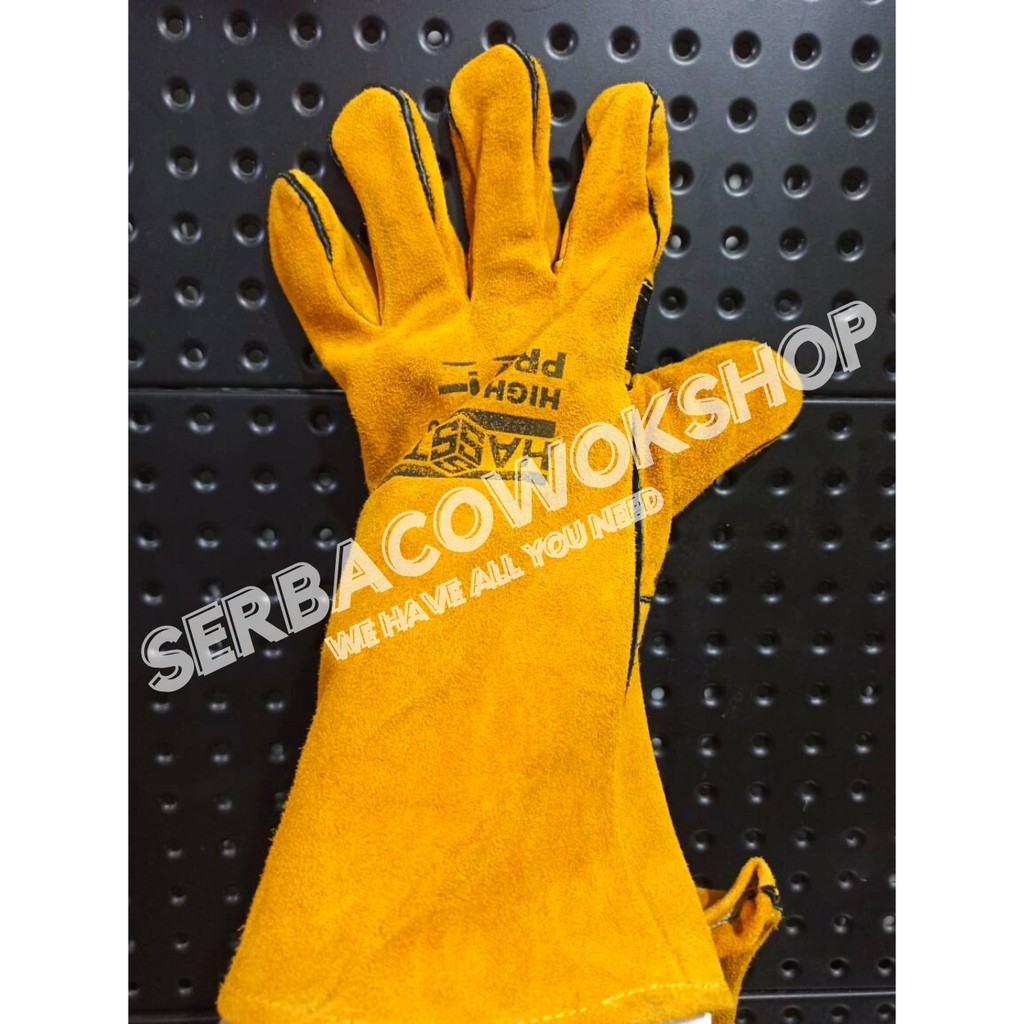 Hasston Sarung Tangan Welder/Las Leather Glove Kulit 14 Inch Coklat Prohex Termurah Berkualitas