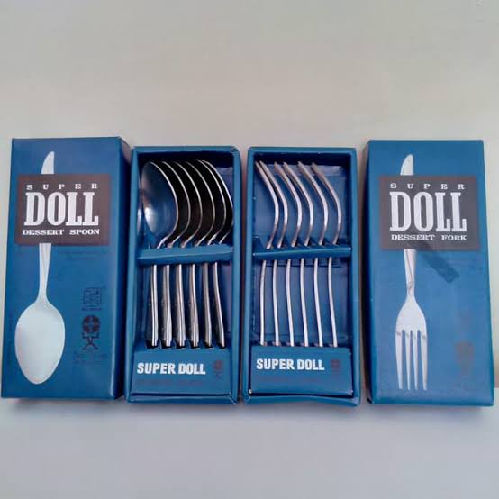 Sendok Garpu Makan Super Doll Stainless Steel 1 Dus Isi 6pcs Original - SENDOK