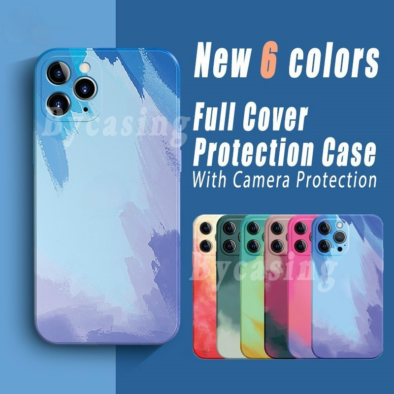 Soft Case Tpu Motif Lukisan Cat Air Warna-Warni Untuk Iphone 12 Pro Max 12 6s 7 8 Plus Xr