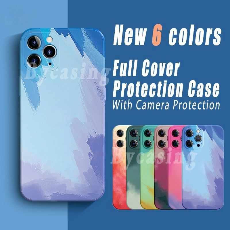 Soft Case Tpu Motif Lukisan Cat Air Warna-Warni Untuk Iphone Xs Max Xr 11 Pro 6s 6 7 8 Plus Se 2020