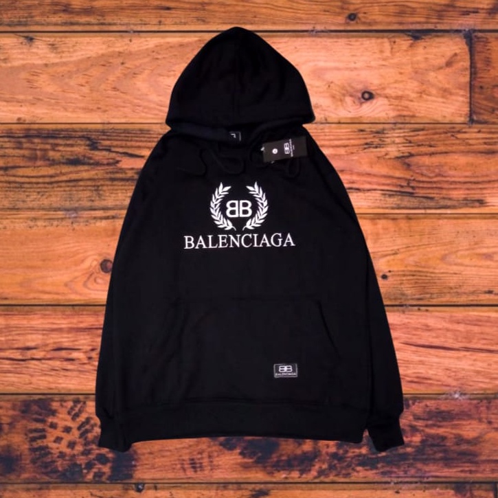 (COD)JAKET SWEATER HOODIE BALENCIAGA BORDIR HITAM AUTHENTIC HIGH PREMIUM BESTSELLER