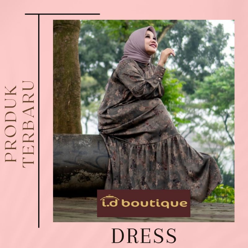 Dress Satin Silk Motif Bunga