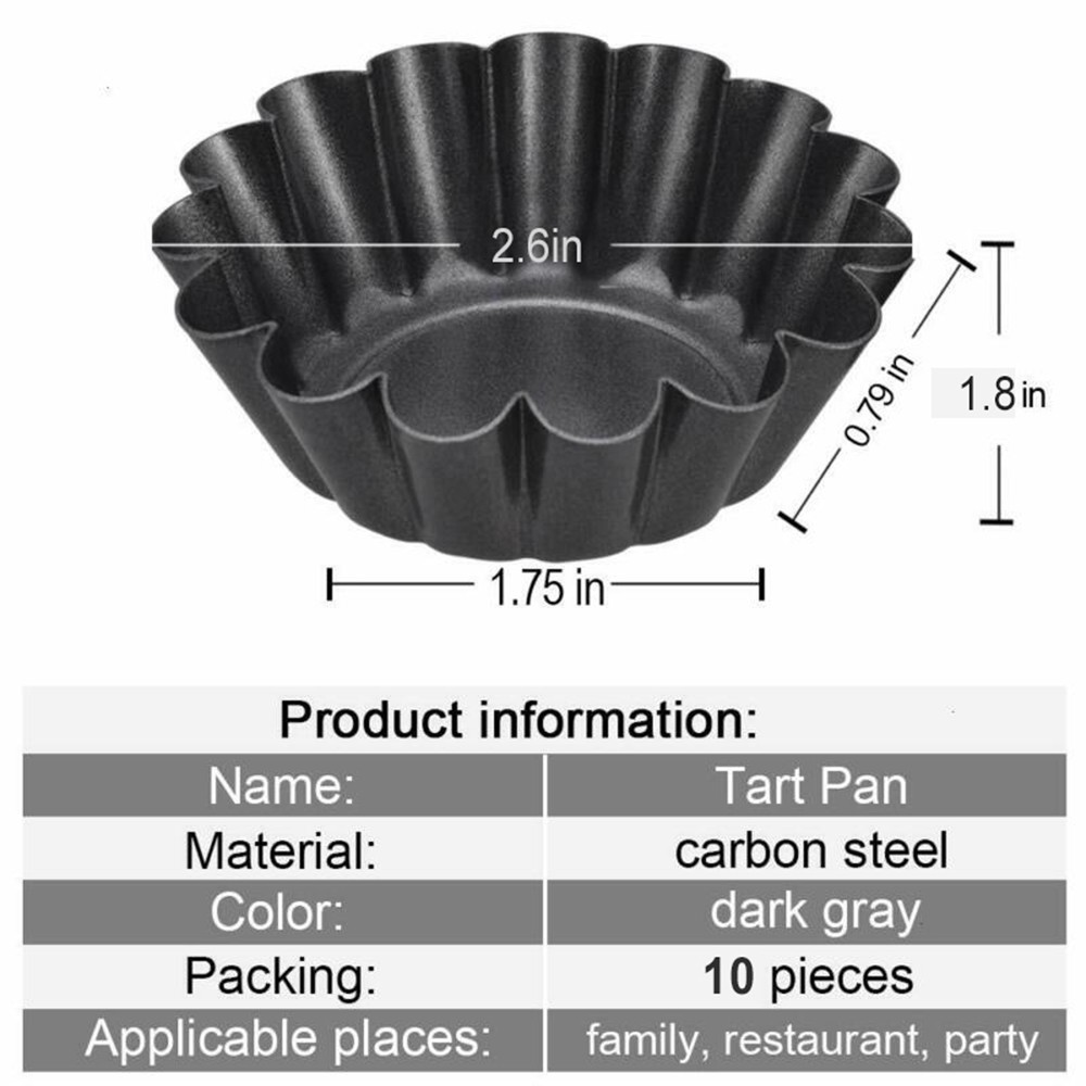 Rebuy 10pcs / Set Cetakan Cupcake / Muffin / Puding Mini Bahan Carbon Steel Anti Lengket Reusable