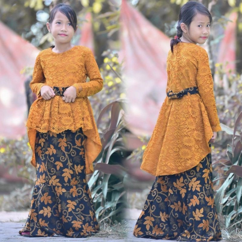 ￼Kebaya Anak Perempuan - Set kebaya Anak Perempuan - kebaya anak umur 12 tahun - kebaya brukat moder