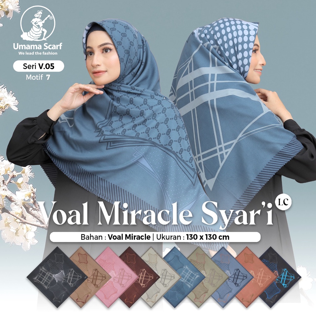 Kerudung Segiempat Basic Voal Miracle Motif Syar'i By Umama Hijab Segi Empat Motif Jumbo Nayla Hija'b