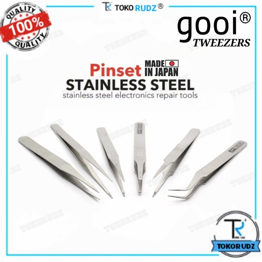 Pinset Lurus Bengkok Lancip Anti Karat Tweezer Stainless Steel GOOI