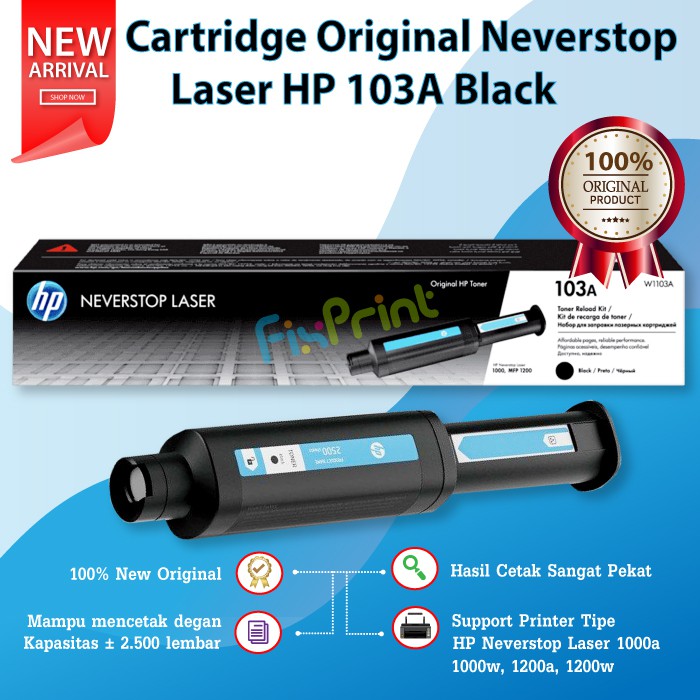 Cartridge Toner HP Original 103A W1103A Reload Kit Printer Laser Neverstop 1000a 1000w 1200a 1200w