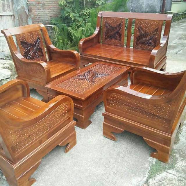 Kursi tamu kayu jati motif Semut