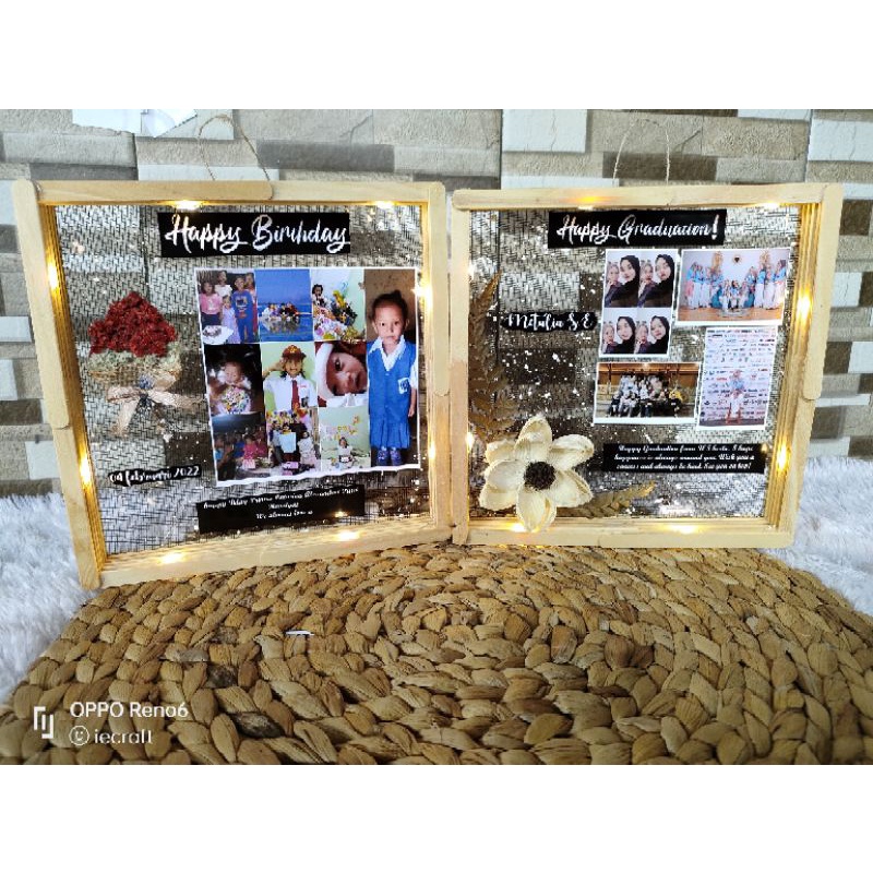 1. HARI JADI Square Frame Flower in Frame Kado Pernikahan Kado Unik Kado Tunangan Kado Wisuda Kado Ultah Kado Anniversary Rustic