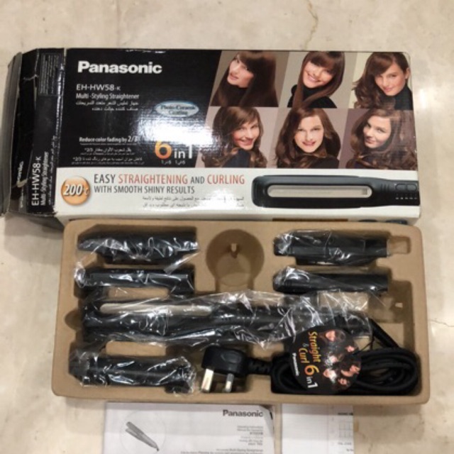 Panasonic 6-in-1 Multi Styling Hair / Rambut Straightener & Curler EH-HW58-K