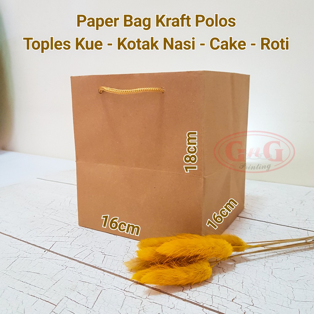 

Paper Bag Toples Kue / Paperbag / Roti / Box / Cake / Bento / 16x16x18
