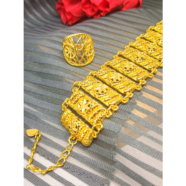 Gelang Kendari Rante free cincin Perhiasan Dubai Lapis Emas 24K Gold Fashion Xuping