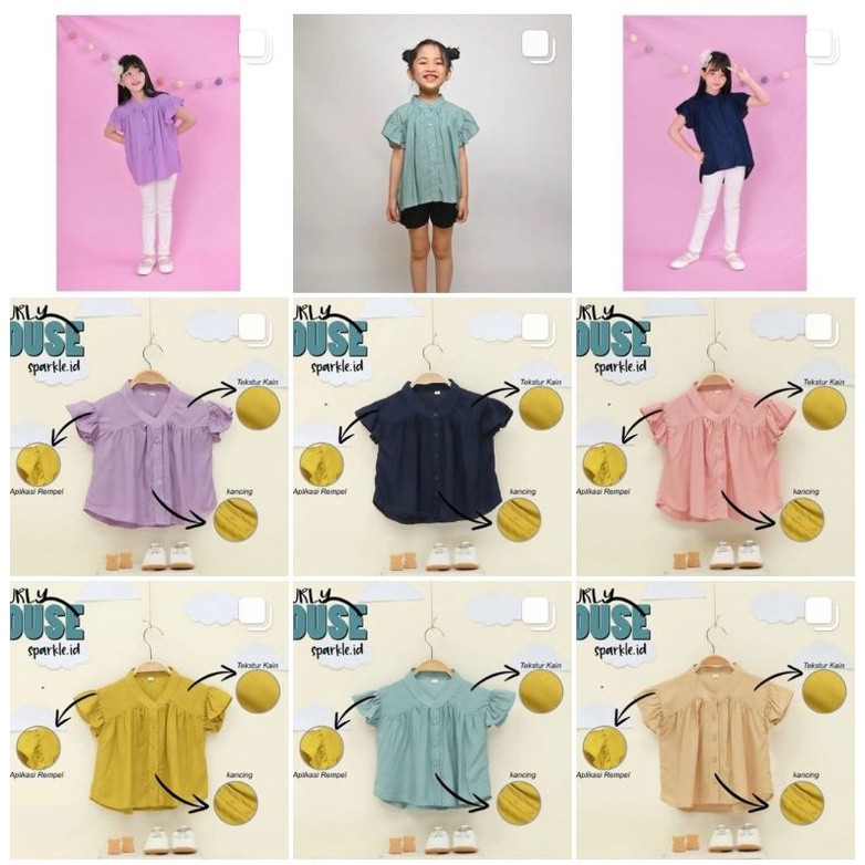 CURLY BLOUSE / BLOUSE ANAK 1 - 10TH / kemeja anak perempuan/ atasan anak