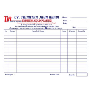 Nota Surat Jalan Kwitansi Custom Dengan Rangkap Cocok Untuk Toko Kantor Pabrik