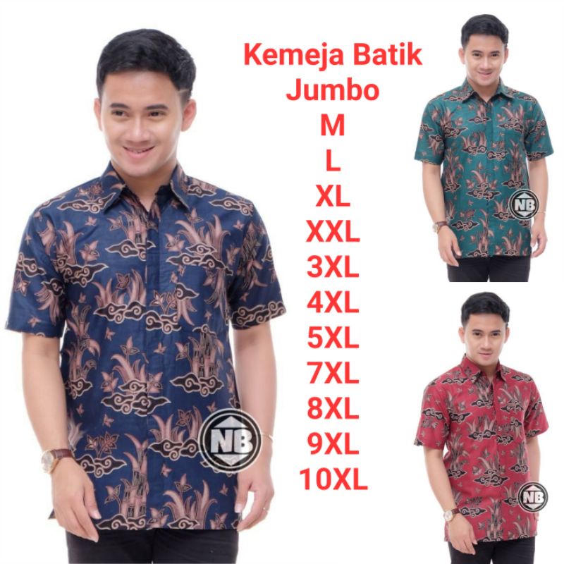 Kemeja Batik Pria Lengan Pendek Baju Batik Jumbo Pria Size M-10XL Jumbo Big Size