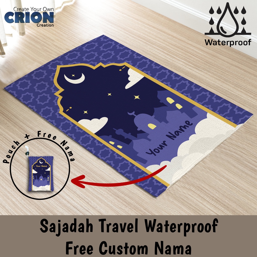 Sajadah Travel Waterproof Anak / Custom Nama / Mosque - By Crion