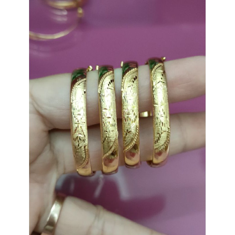 GELANG BANGKOK ANAK UKIR ( PERAK 925 ) LAPIS EMAS 24K