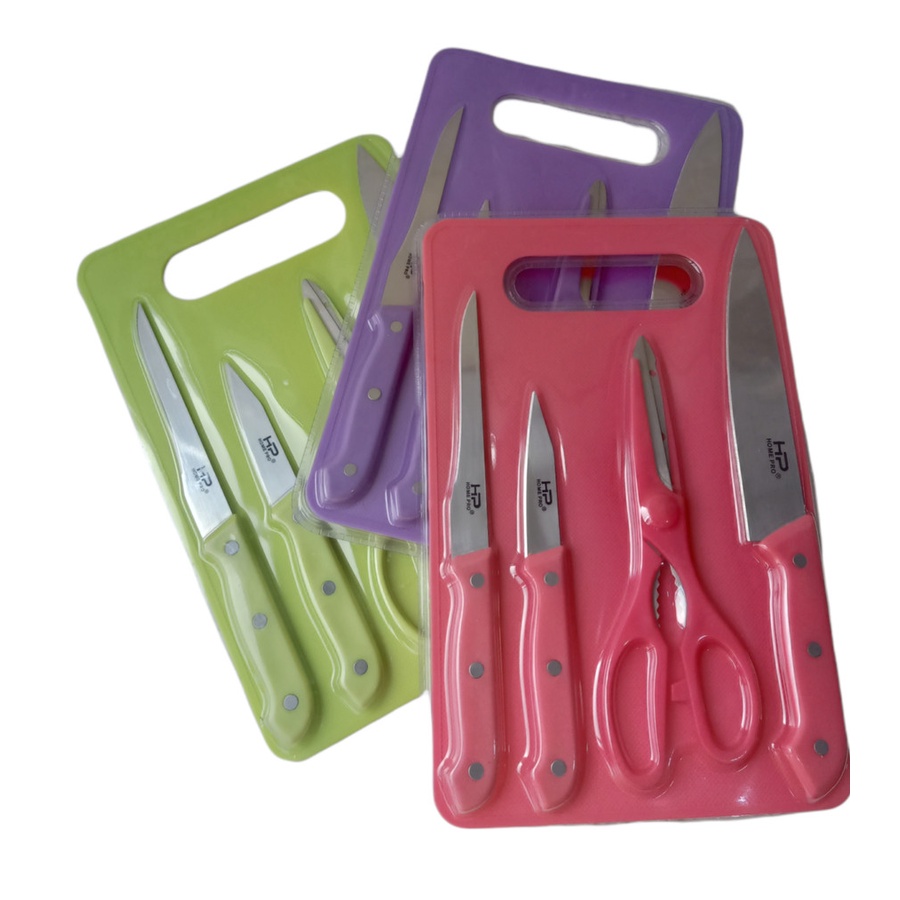 Pisau DAPUR Set 5In1 Talenan Gunting Parutan Peeler Knife kitchen Set-Perlengkapan Rumah Tangga Alat Memotong Sayur dan Buah