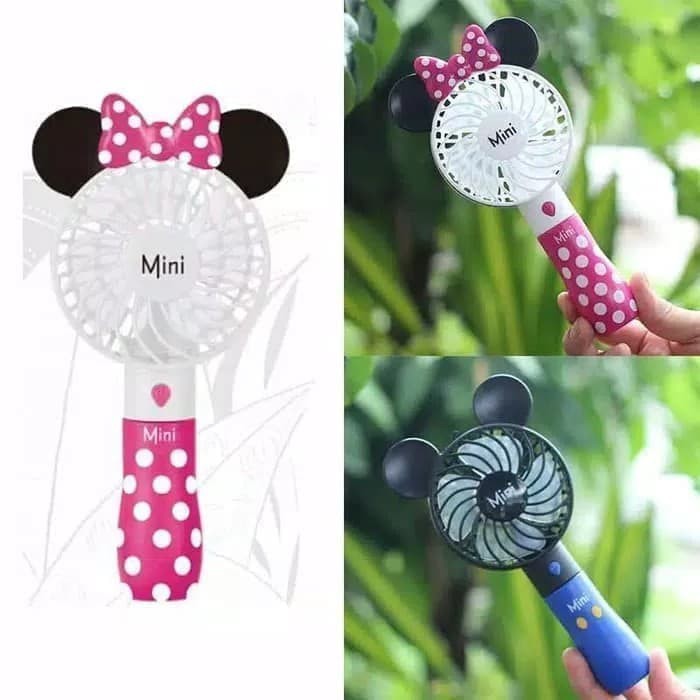 Kipas Angin Portable Karakter Mickey Minnie Mouse Rechargeable