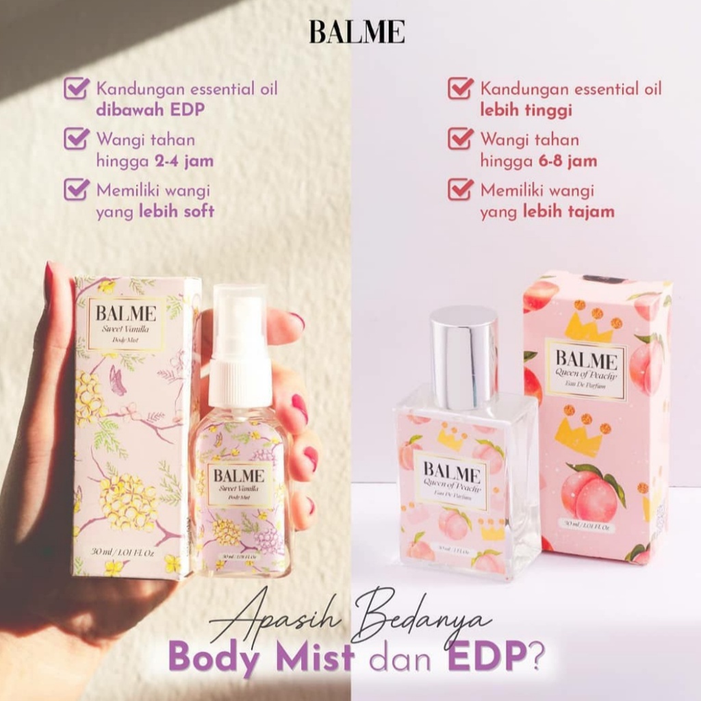 Balme Parfum Wanita Pria Tahan Lama Parfume Farfum Wanita Tahan Lama Dan Wangi 24 Jam Perempuan Non Alkohol Soft Body Mist Spray 30ml