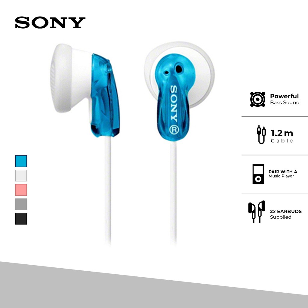 Earphone Sony MDR-E9LP Wire Headset Entry In-Ear No Microphone - Blue Earphone