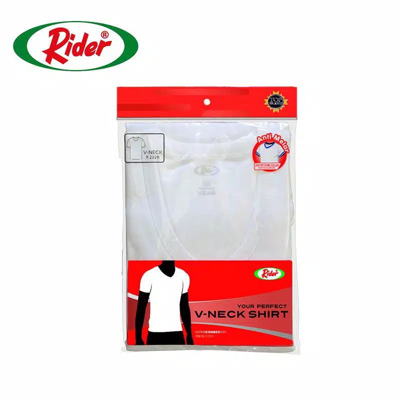 RIDER kaos oblong R222 BP PUTIH V-NECK