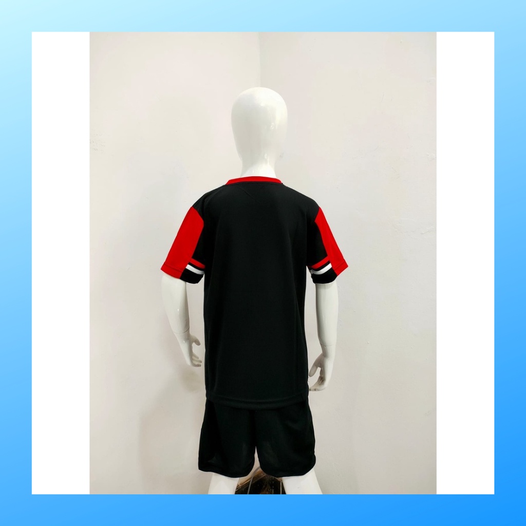 Kaos badminton anak laki-laki jersey bulutangkis baju celana setelan jersy perempuan stelan t-shirt outfit seragam kostum print olahraga casual suit pakaian jarsey oblong apparel sports jersi sudirman thomas uber cup bulu tangkis ST.L159 hitam sponsor