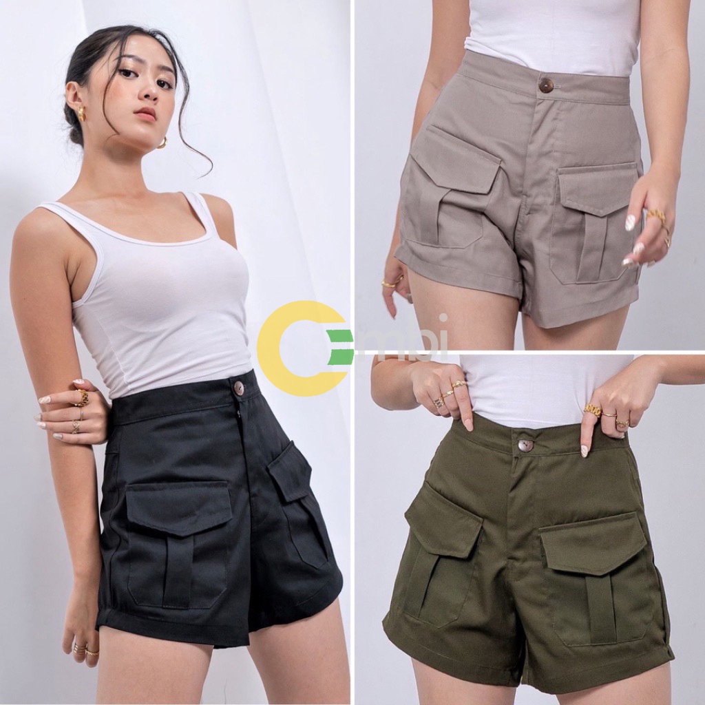 Jual Hot Pants Celana Pendek Cargo Wanita Hotpants Haighwaist Korean Style Kekinian Terbaru 2023