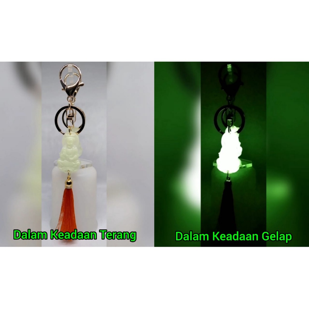 Gantungan Kunci / Tassel / Gantungan Kaca Spion Tengah mobil Glowing In The Dark Dewi Kwan Im