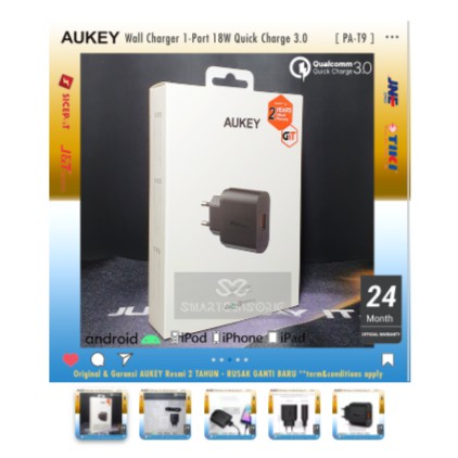 Aukey PA-T9 Quick Charger Casan Android Iphone QC 3.0 18W Original