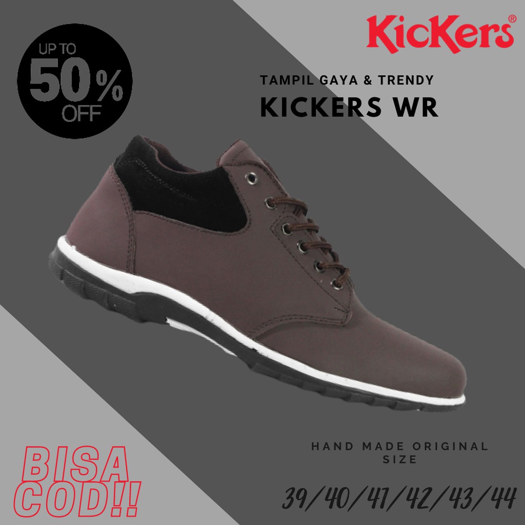 Sepatu Kasual Pria Kickers WR Coklat Formal Bertali Kerja Kantor Fashion Shoes Kikers Termurah